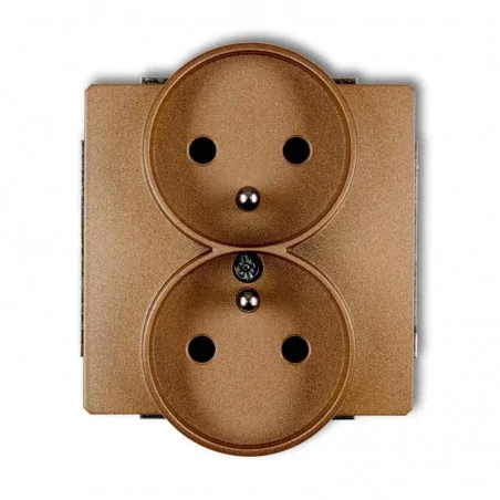 Gniazda-podwojne-podtynkowe - złote gniazdo elektryczne podwójne z uziemieniem do ramek deco soft 8dgprso-2z karlik 