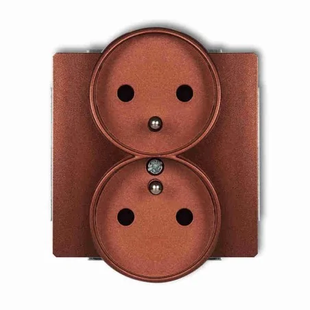Gniazda-podwojne-podtynkowe - brązowe gniazdo elektryczne podwójne z uziemieniem do ramek deco soft 9dgprso-2z karlik 