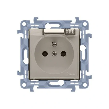 Gniazda-elektryczne - kremowe gniazdo pojedyncze ip44 z klapką cgz1b.01/41a simon 10 kontakt-simon 
