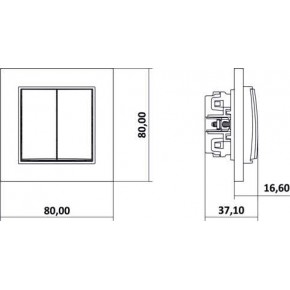 Wylaczniki-schodowe - czarny matowy włącznik schodowy podwójny bez piktogramów 12mwp-33.1 deco mini karlik 