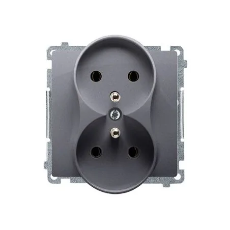 Gniazda-elektryczne - gniazdo wtyczkowe podwójne z uziemieniem srebrny mat bmgz2m.01/43 simon basic kontakt-simon 