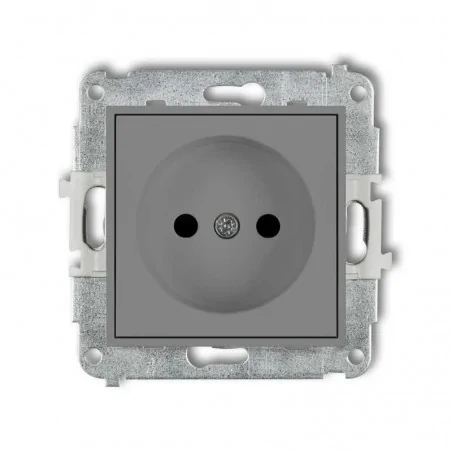 Gniazda-pojedyncze-podtynkowe - gniazdo pojedyncze bez uziemienia z przesłonami torów prądowych szary mat 27mgp-1p deco mini karlik 