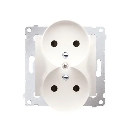 Gniazda-podwojne-podtynkowe - gniazdo wtyczkowe podwójne z uziemieniem z przesłonami - do ramek premium kremowy dgz2mz.01/41 simon 54 kontakt-simon 