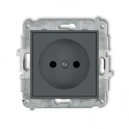 Gniazda-pojedyncze-podtynkowe - gniazdko elektryczne pojedyncze szary mat bez uziemienia z przesłonami torów 28mgp-1p deco mini karlik 