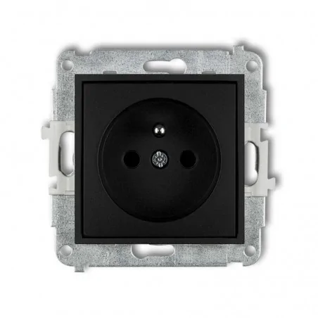 Gniazda-pojedyncze-podtynkowe - gniazdo pojedyncze z uziemieniem i przesłonami czarny mat 12mgp-1zp deco mini karlik 