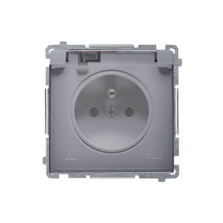 Gniazda-elektryczne - gniazdo wtyczkowe ip44 -  klapka srebrny mat bmgz1b.01/43a simon basic kontakt-simon 