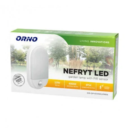 Oprawy-led-zewnetrzne - oprawa ogrodowa led biała z czujnikiem ruchu 10w ip54 or-op-6110wlpmr4 nefryt led orno 