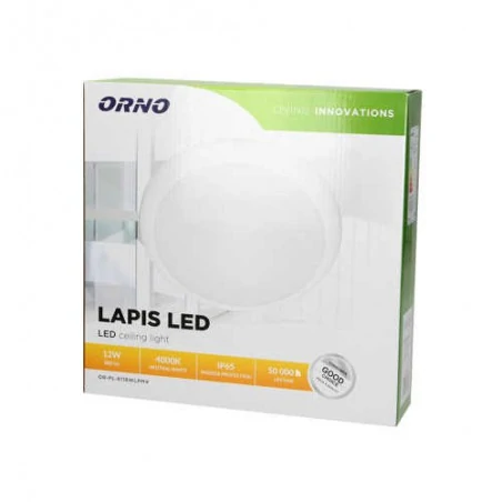 Plafony - led-owy plafon oświetleniowy zewnętrzny z czujnikiem ruchu biały 12w ip65 4000k lapis led or-pl-6118wlpmm4 orno 