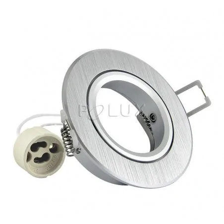 Oprawy-sufitowe-ruchome - oprawa sufitowa podtynkowa ruchoma srebrny szczotkowany 8w gu10 east opal 301550 polux 