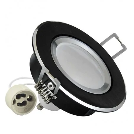 Oprawy-sufitowe-ruchome - oprawa sufitowa ruchoma podtynkowa czarna szczotkowana z żarówką led i oprawką sun olal led 301178 polux 