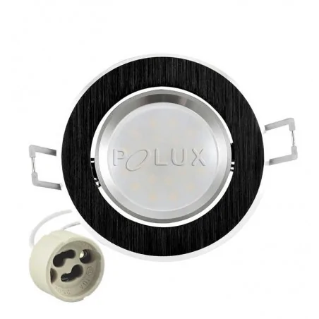 Oprawy-sufitowe-ruchome - oprawa sufitowa ruchoma podtynkowa czarna szczotkowana z żarówką led i oprawką sun olal led 301178 polux 