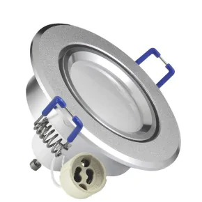 Oprawy-sufitowe-ruchome - ruchoma oprawa sufitowa podtynkowa srebrna z żarówką led+gniazdo gu10 sun olal led 301208 polux