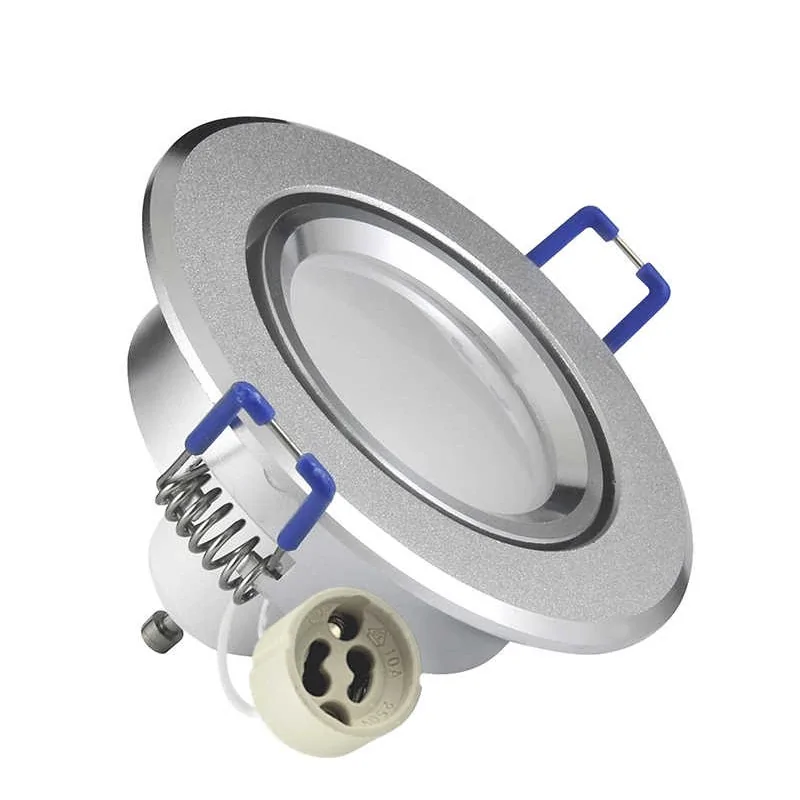 Oprawy-sufitowe-ruchome - ruchoma oprawa sufitowa podtynkowa srebrna z żarówką led+gniazdo gu10 sun olal led 301208 polux firmy POLUX GOLDLUX 