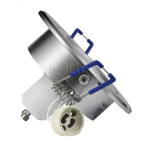 Oprawy-sufitowe-ruchome - ruchoma oprawa sufitowa podtynkowa srebrna z żarówką led+gniazdo gu10 sun olal led 301208 polux 