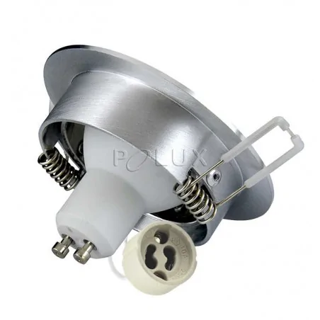 Oprawy-sufitowe-ruchome - oprawa sufitowa ruchoma srebrny połysk 1 żarówka led+oprawka gu10 sun olal led 301185 polux 