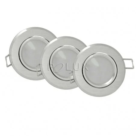 Oprawy-sufitowe-ruchome - zestaw trzech sztuk opraw sufitowych ruchomych podtynkowych srebrny szczotkowany 3w1 sun olal 305275 polux 