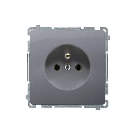 Gniazda-elektryczne - gniazdo wtyczkowe z uziemieniem srebrny mat bmgz1.01/43 simon basic kontakt-simon 