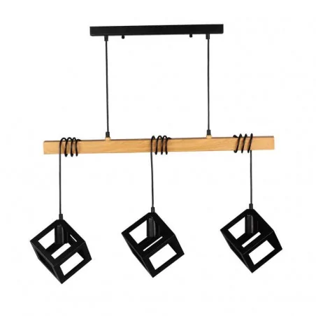 Lampy-sufitowe - lampa wisząca sufitowa czarna sześciany potrójna sweden wood polux 