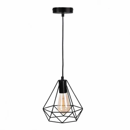 Oswietlenie-sufitowe - lampa ażurowa czarna industrialna druciana e27 .vigo polux 