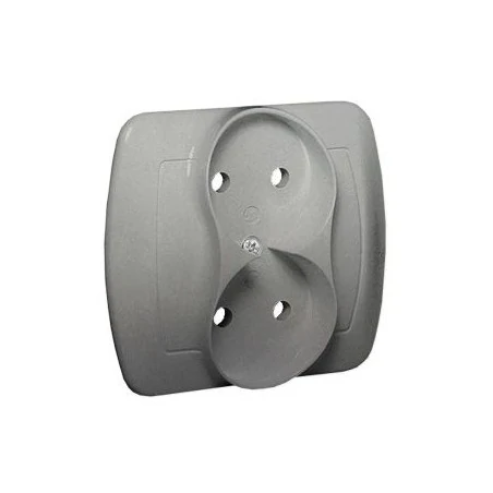 Gniazda-podwojne-podtynkowe - srebrne gniazdo podwójne bez uziemienia ag2/26 simon akord kontakt-simon 