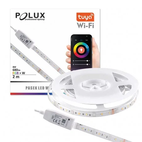 Tasmy-led - taśma led sterowana smarfonem z zasilaczem i sterownikiem 2m 3000k-6000k+rgb wifi tuyasmart 313898 polux 