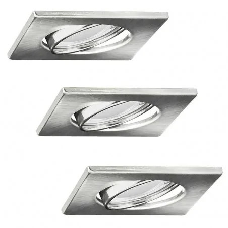 Oprawy-sufitowe-ruchome - trzy kwadratowe oczka sufitowe z żarówkami i oprawkami w zestawie nikiel olin 305855 polux 