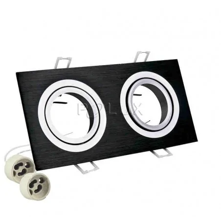 Oprawy-sufitowe-ruchome - oczko sufitowe ruchome podwójne czarne szczotkowane gu10 south opal 2 polux 