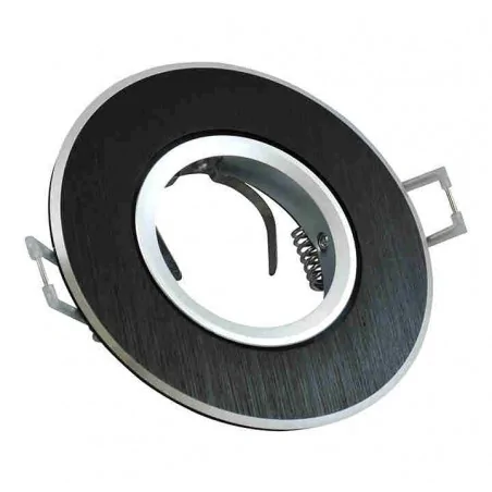 Oprawy-sufitowe-ruchome - oczko sufitowe ruchome czarne szczotkowane z gniazdem gu10 west opal polux 