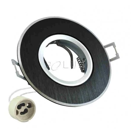 Oprawy-sufitowe-ruchome - oczko sufitowe ruchome czarne szczotkowane z gniazdem gu10 west opal polux 