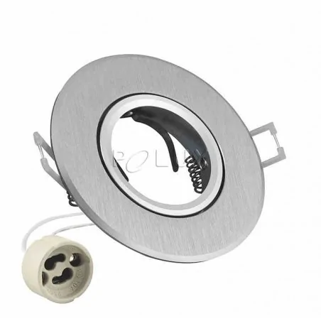 Oprawy-sufitowe-ruchome - oprawa punktowa ruchoma srebro szczotkowane z gniazdem gu10 west opal polux 