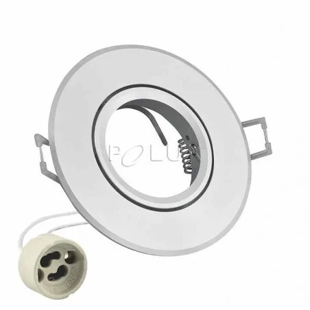 Oprawy-sufitowe-ruchome - ruchome oczko sufitowe z gniazdem gu10 srebro połyskujące west opal polux 