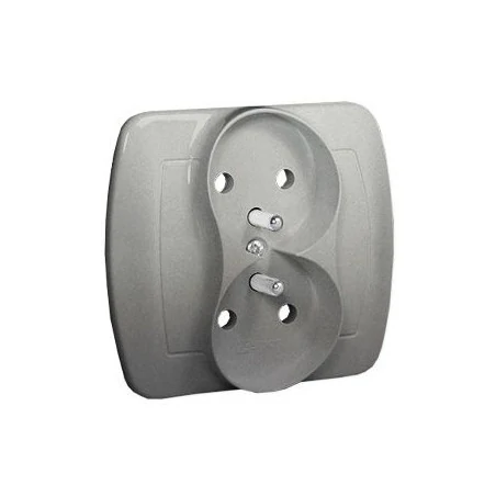 Gniazda-elektryczne - srebrne gniazdo podwójne z uziemieniem agz2/26 simon akord kontakt-simon 