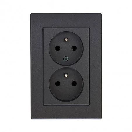 Gniazda-podwojne-podtynkowe - podwójne gniazdo czeskie z uziemieniem antracyt 16a pt-6ow onyx abex 