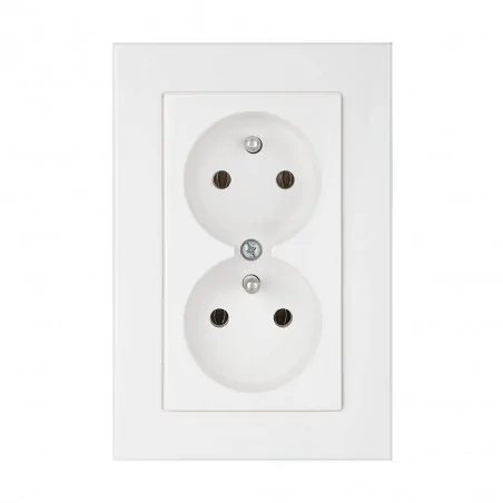 Gniazda-elektryczne - podwójne gniazdko wtyczkowe białe z/u typu czeskiego pt-6pw perła abex 