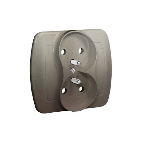 Gniazda-elektryczne - satynowe gniazdo podwójne z uziemieniem agz2/29 simon akord kontakt-simon 