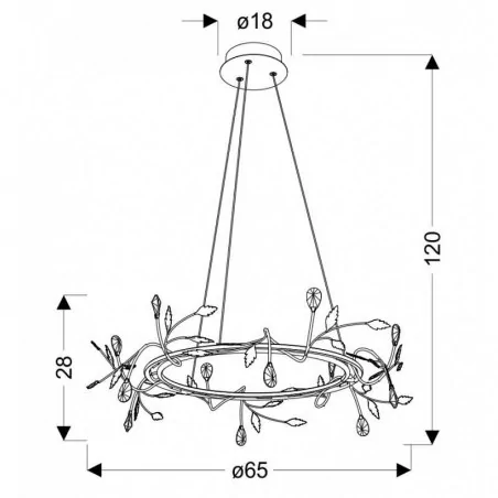 Lampy-sufitowe - lampa sufitowa z dekoracjami w kształci liści led giaros 65 36w 4000k apeti a0028-320 candellux 