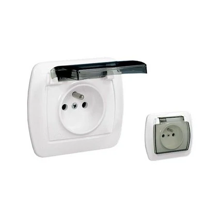 Gniazda-elektryczne - białe gniazdo pojedyncze z uziemieniem ip44 klapka agz1be/11a simon akord kontakt-simon 