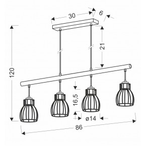 Lampy-sufitowe - loftowa lampa wisząca czarno-brązowa 4x60w e27 bernita 34-78117 candellux 