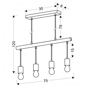 IZZY LAMPA WISZĄCA 4X60W E27 CZARNY
