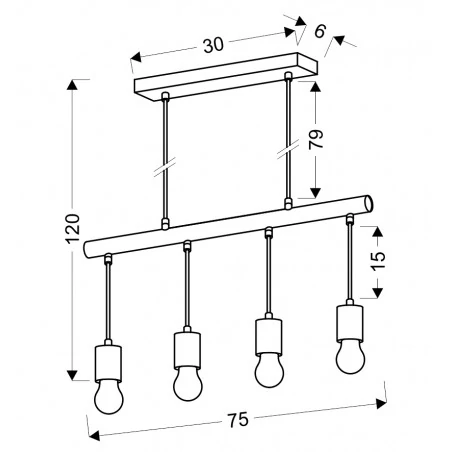 Lampy-sufitowe - czteropunktowa lampa wisząca czarna loft 4x60w e27 izzy 34-77929 candellux 