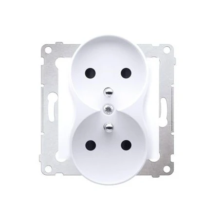 Gniazda-elektryczne - białe gniazdo wtyczkowe podwójne z uziemieniem z przesłonami - do ramek premium dgz2mz.01/11 simon 54 kontakt-simon 