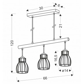 Lampy-sufitowe - lampa wisząca czarna na trzy źródła światła e27 3x60w bernita 33-78087 candellux 