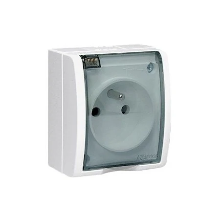 Gniazda-elektryczne - białe gniazdo pojedyncze z uziemieniem ip54 z  klapką przezroczystą aqgz1/11a simon aquarius kontakt-simon 