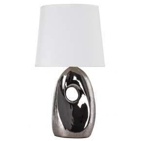 Lampki-nocne - srebrna lampka z białym kloszem na stolik e27 hieroo 41-79909 candellux 