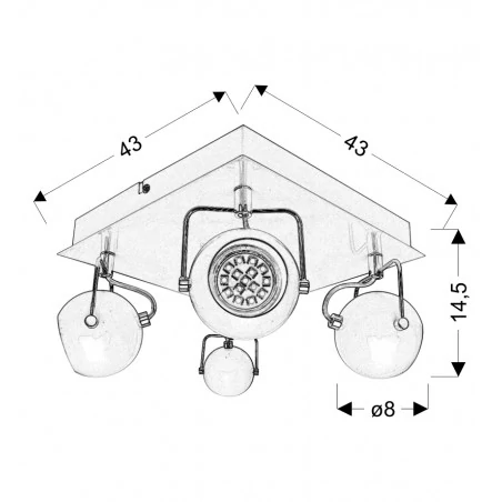Lampy-sufitowe - czteropunktowa lampa sufitowa w klasycznej czerni 4x3w led gu10 tony 98-25036-z candellux 