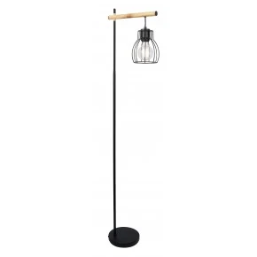 Lampy-stojace - czarna lampa podłogowa z drucianym kloszem 1x60w e27 bernita 51-78766 candellux 