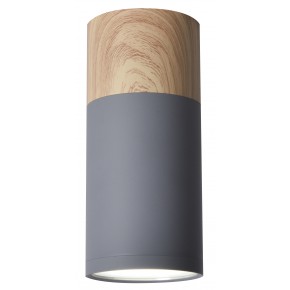 Lampy-sufitowe - lampa sufitowa tuba szara z drewnianą wstawką gu10 tuba 2284279 candellux 