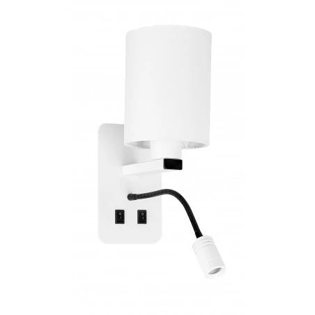 Kinkiety-do-salonu - biały kinkiet z ruchomą części + dwa źródła światła 1x40w e27+3w led magnum 21-75673 candellux 