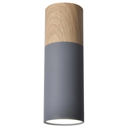 Oswietlenie-sufitowe - lampa sufitowa tuba 20cm szara z drewnianym elementem 2284286 candellux 