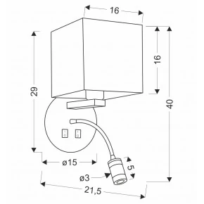 Kinkiety-do-salonu - lampa ścienna z regulowanym ramieniem 1x40w e27+3w led magnum 21-75659 candellux 